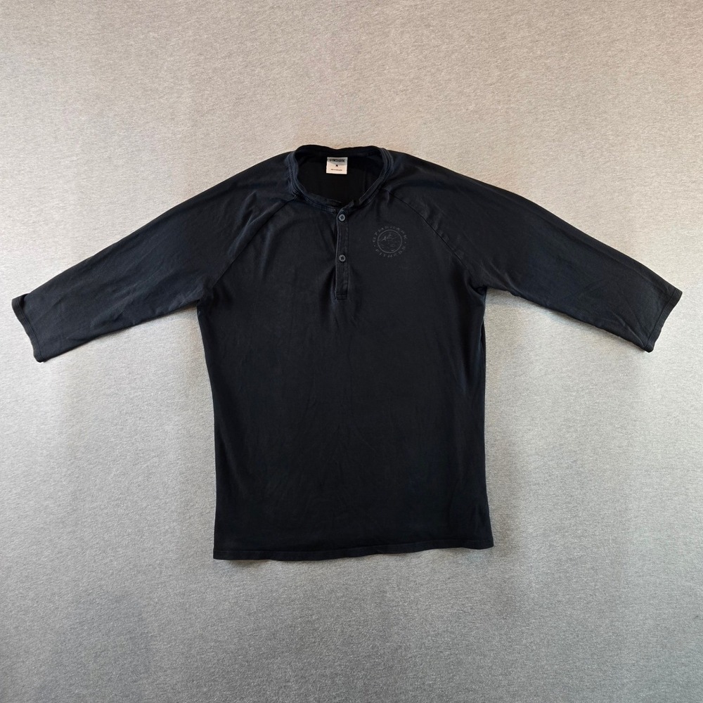 Gymshark Legacy Henley Top Mens Medium Black 3/4 Sleeve Athletic Fit A5A3C